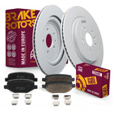 Metrix Premium Chassis Parts - Rear Ceramic Disc Brake Pad Set & Vented Brake Rotor Kit Fits Ford Explorer, Flex, Taurus Lincoln MKS, MKT, Police Interceptor Utility, Made in Europe
